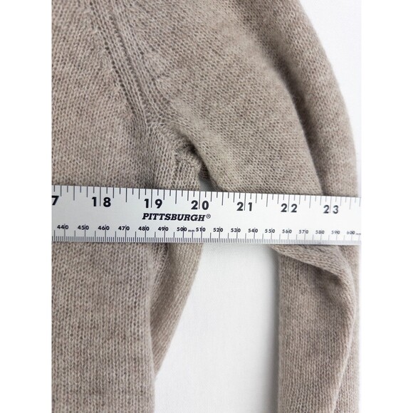 100% Cashmere Cardigan Womens PL Tan Open Front Knit Solid Minimalist - Picture 5 of 8